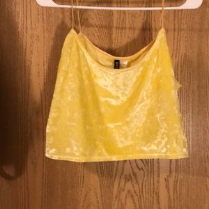 Yellow velvet crop top